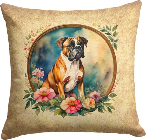 Miniatura 239 de Caroline's Treasures DAC2072PW1414 Affenpinscher and Flowers - Almohada decorativa de tela, lavable a máquina, para interiores y exteriores