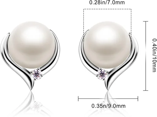 Miniatura 6 de Jewlldeen Pearl Earrings for women, 925 Sterling Silver Studs Jewelry,Gifts for Women, Wife,Mom,Girls, Her