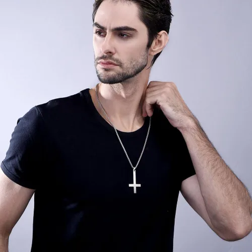 Miniatura 95 de PROSTEEL Satanic Jewelry Upside Down Cross Necklace for Men Women, 316L Stainless Steel/925 Sterling Silver Inverted Cross/Leviathan Cross Pendant