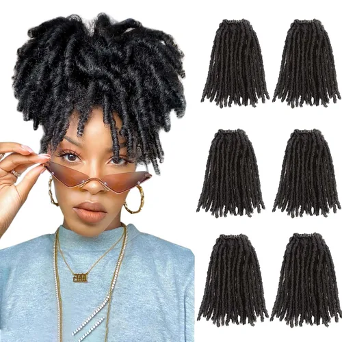 WIGNEE Cabello de Ganchillo 120 Hebras Locs Sintéticos 8 Pulgadas Locs Suaves Pre-Trenzados 6 Paquetes Cabello de Ganchillo Pre-Anudado para Mujeres