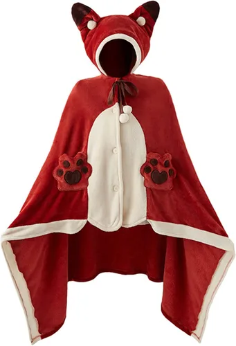 Miniatura 10 de Bonita manta de Halloween con capucha, tamaño libre para adultos, diseño de murciélago diablo, manta de sherpa suave de gran tamaño, con capucha