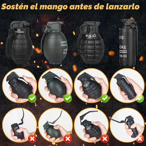 Miniatura 5 de Granada de mano de juguete para juego de batalla CS, con 9 municiones de espuma, modelo táctico de granada CS, juguetes de gel de impacto
