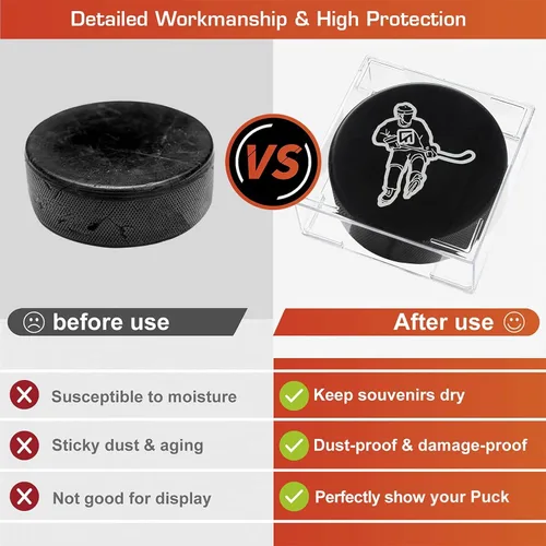 Miniatura 5 de Soporte para discos de hockey de 12 unidades – vitrinas cuadradas de disco de hockey en forma de cubo, soporte de disco de hockey transparente de 2