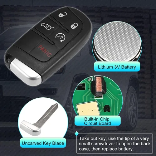 Miniatura 4 de X AUTOHAUX 2 unidades 433MHz M3N40821302 reemplazo sin llave remoto de entrada remoto para Jeep Grand Cherokee 2014-2020 5 botones con llave