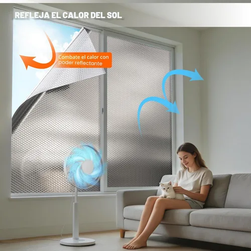 Miniatura 5 de Espuma Aislante Reflectante AGHITG, 48" x 10 pies de aislamiento de ventana para invierno, rollo de aislamiento de burbujas de papel de aluminio