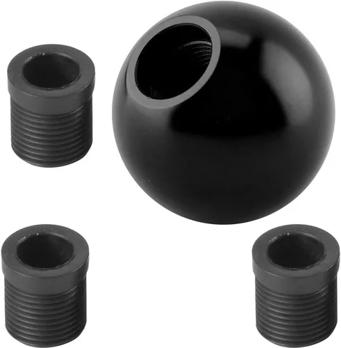 Miniatura 4 de Fydun Pomo de cambio universal negro con forma de bola redonda cabeza de cambio manual con 3 adaptadores
