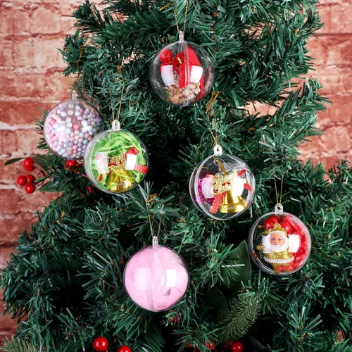 Miniatura 4 de 50 adornos de bolas rellenables de plástico transparente – Bolas transparentes para manualidades, adornos colgantes inastillables para árbol