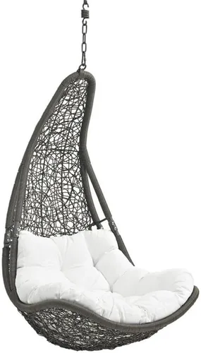 Miniatura 6 de Allora Silla de columpio al aire libre moderna de metal con soporte en gris/blanco