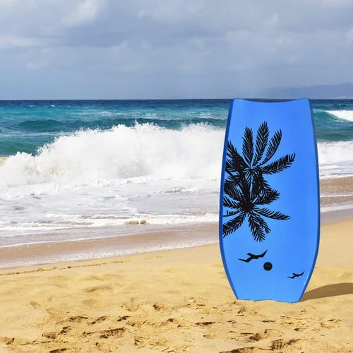Miniatura 5 de GYMAX Tablas de Bodyboard para Playa, Tabla de Bodyboard de 33"/37"/41" con Núcleo de Espuma EPS, Cola en Media Luna, Doble Canal y Correa