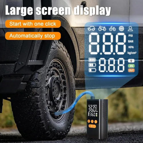 Miniatura 5 de Inflador de neumáticos Compresor de aire portátil - Bomba de aire inalámbrica para neumáticos de automóvil - Batería de 150 PSI y 10000 mAh Inflador