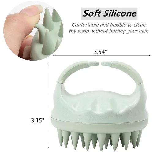 Miniatura 2 de BTYMS - Cepillo de champú y masajeador de cuero cabelludo de silicona, cepillo exfoliante para la cabeza - Verde
