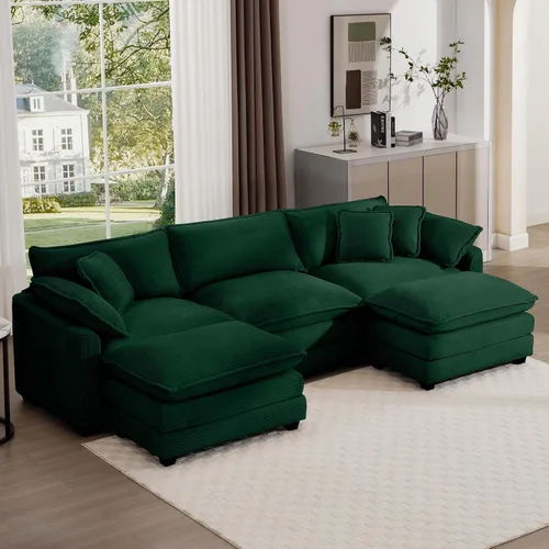 Miniatura 30 de Aoowow Sofá de dos plazas de pana, modernos sofás de nube de 2 plazas para sala de estar, sofás modulares de nube seccionales con asiento profundo