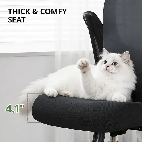 Miniatura 6 de Silla de oficina de capacidad de 330 libras, silla de escritorio ergonómica de malla transpirable con soporte lumbar y reposabrazos abatibles, silla