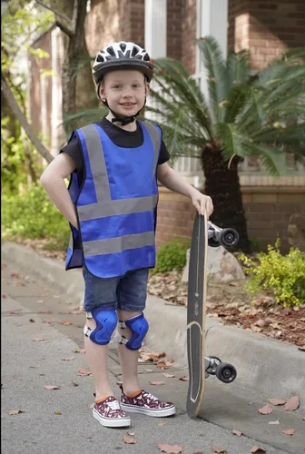 Miniatura 4 de Dazonity Chaleco de seguridad de alta visibilidad para niños, tiras reflectantes, M, apto para niños y niñas de 8 a 12 años, para caminar o volver a