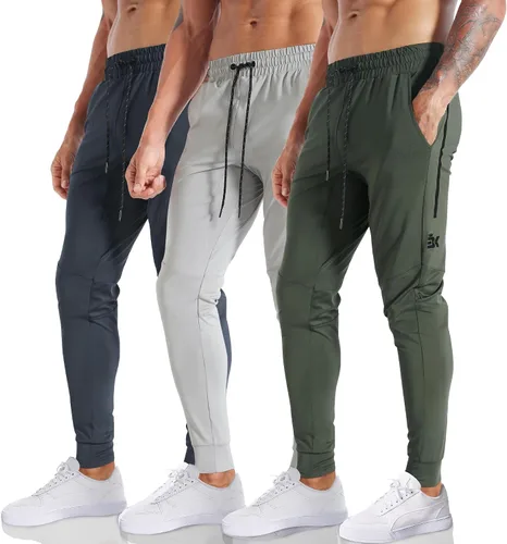 Miniatura 25 de BROKIG Pantalones deportivos ligeros para hombre, elásticos, de secado rápido, con bolsillos con cremallera