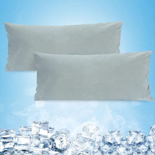 Miniatura 9 de Fundas de almohada refrescantes solamente, juego de 2 fundas de almohada tamaño King con doble cara fría, absorben la humedad, con cremallera