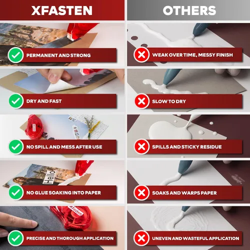 Miniatura 10 de XFasten Rodillo adhesivo para álbumes de recortes, 0.315 in x 30 pies, paquete de 8 rodillos de cinta adhesiva de doble cara, suministros