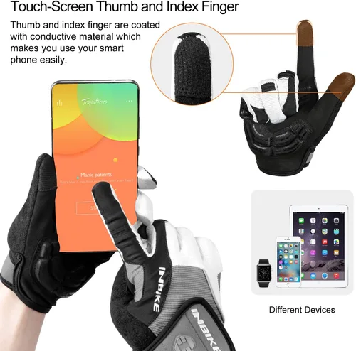 Miniatura 6 de INBIKE Guantes de ciclismo para hombre acolchados de gel de 0.197 in transpirables y resistentes al desgaste