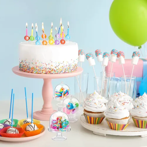 Miniatura 5 de Tessco for you 48 piezas de plástico mini soporte para tartas con cubierta de cúpula, recipientes para cupcakes de chocolate y dulces, placa