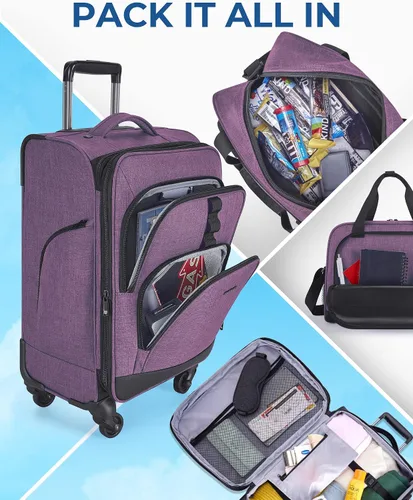 Miniatura 3 de BAGSMART Equipaje de mano Sets 2 piezas, Violeta enigmática, Viajes en familia