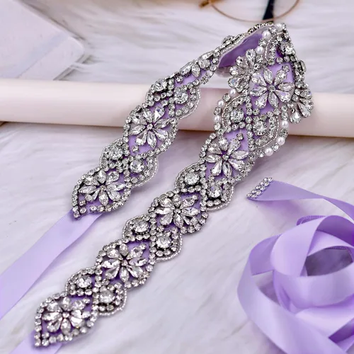 Miniatura 38 de azaleas Cinturón de boda fino de cristal para mujer, cinturón de novia para boda, dama de honor, accesorios de vestido de niña de las flores, 16