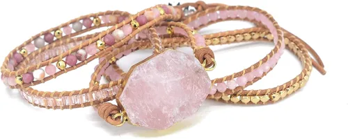 Miniatura 29 de ZOSOJONA - Pulseras bohemias hechas a mano de piedra natural, que dan vuelta, con cuentas de cristal de turquesa