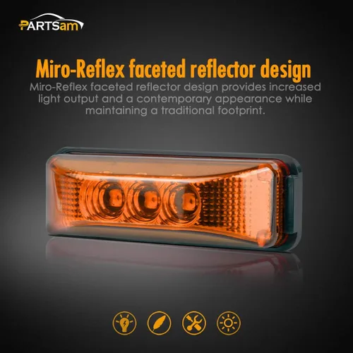 Miniatura 4 de Partsam 10 luces laterales ámbar de 3.9 pulgadas con 3 LED [aprobadas por DOT], indicadores para remolque, camión, caravana, cámper, UTV, sellado