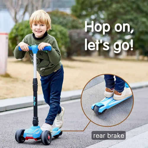 Miniatura 3 de LOL-FUN Scooter para niños de 3 a 12 años de edad con luces LED de 3 ruedas, extra ancho plegable para niños de 3 a 5 años con 4 alturas ajustables