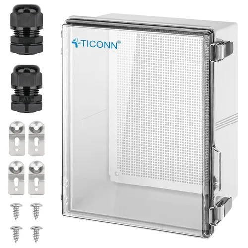 Miniatura 31 de TICONN - Caja de conexiones eléctricas impermeable IP67 con carcasa de plástico ABS con tapa con bisagras con placa de montaje, soportes de pared
