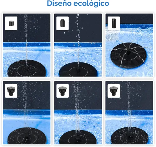 Miniatura 5 de Bomba de agua de fuente solar para baño de pájaros, bomba de fuente de agua flotante con energía solar para baño de pájaros, jardín, estanque
