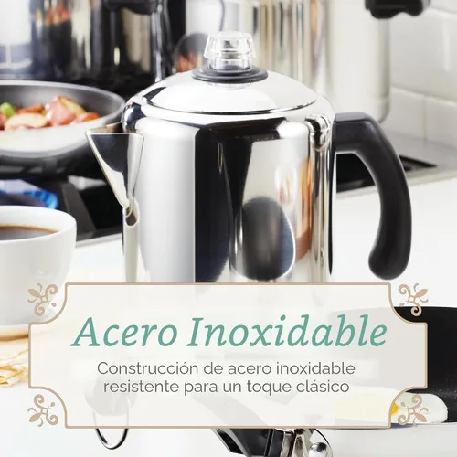 Miniatura 2 de Farberware 47053 Percolador de café clásico de acero inoxidable Yosemite de 12 tazas, cafetera de 12 tazas, plateado