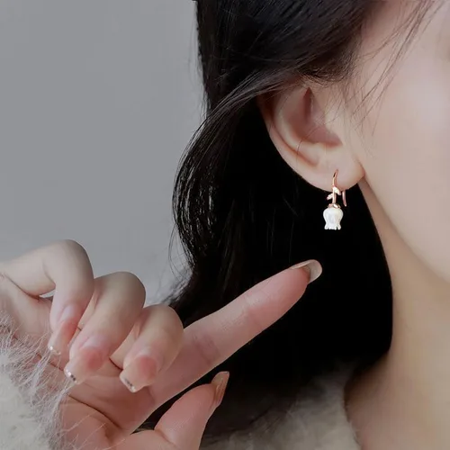 Miniatura 2 de Reffeer Aretes de plata de ley 925 maciza con diseño de flores para mujer