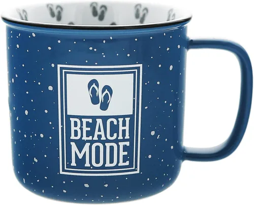 Pavilion Gift Company - Taza de cerámica de 18 onzas, color azul con acabado moteado, taza de café duradera de pared gruesa estilo campamento, taza