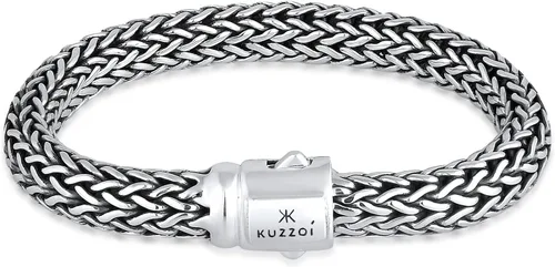kuzzoi Pulsera redonda bizantina de plata de ley 925 para hombre, longitud 7,48 pulgadas - 9,05 pulgadas, ancho 0,35 pulgadas, 1.87 onzas