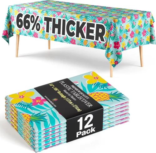 Miniatura 10 de Exquisite 66% Thicker Premium Plastic Table Cloth Rectangle Table Cover 0.5 Mil 6 Pack Aqua Table Cloth 54 Inch x 108 Inch Disposable Tablecloth