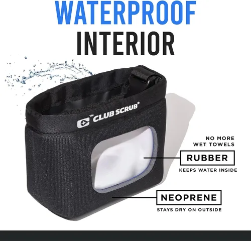 Miniatura 3 de Club Scrub Bolsa de limpieza para palos de golf y pelotas de golf, forro impermeable con tecnología de cara limpia, clip desmontable, lavable a Negro