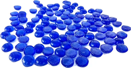 Miniatura 2 de Rastogi Handicrafts Centros de mesa, gemas de vidrio para rellenos de jarrones, decoración de boda, guijarros de un lado plano, 100 piezas (azul)