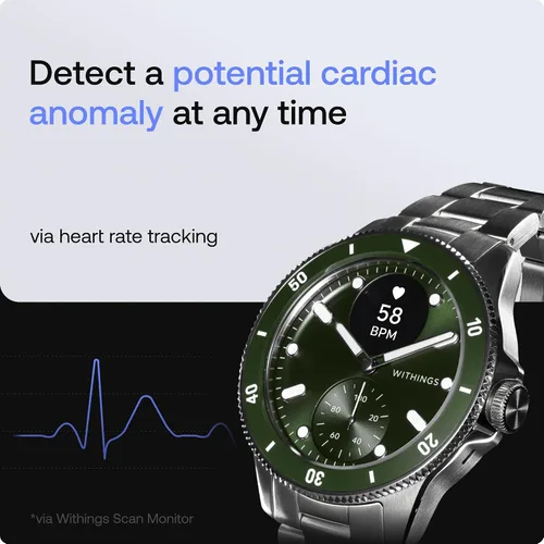 Miniatura 3 de WITHINGS Scanwatch Nova - Reloj inteligente híbrido de salud cardíaca para hombres y mujeres, SPO2, monitoreo de temperatura, sueño, salud Verde