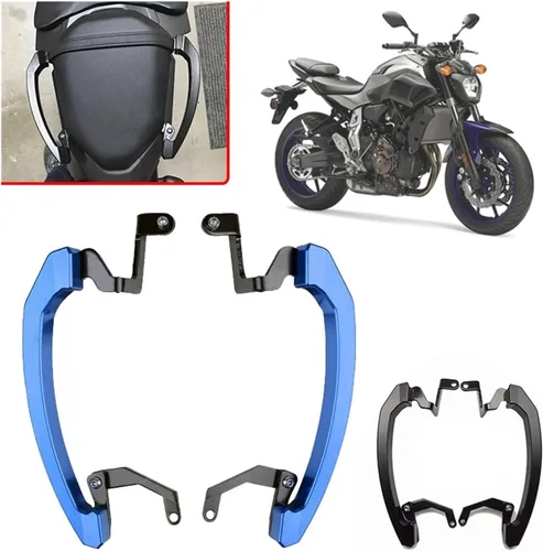 Miniatura 2 de MaNboc Barras de agarre para asiento trasero para pasajero, carril de agarre MT07 FZ07, accesorios compatibles con Yamaha MT-07 FZ-07 2014-2017 Negro