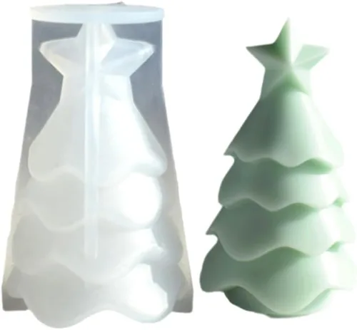 Molde de silicona para árboles de Navidad, molde de silicona cónico geométrico para jabón, cera de soja, resina epoxi, manualidades, fiestas, cenas,