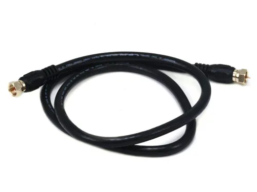 Miniatura 3 de Monoprice RG6 Quad Shield CL2 - Cable coaxial con conector tipo F para televisión, 1.5 pies Negro