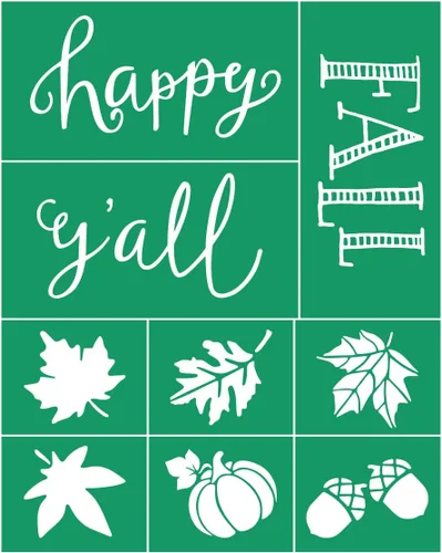 Miniatura 6 de DGAGA Juego de 6 plantillas de pantalla de seda con temática de otoño, reutilizables, autoadhesivas, plantillas de malla de tiza, plantillas
