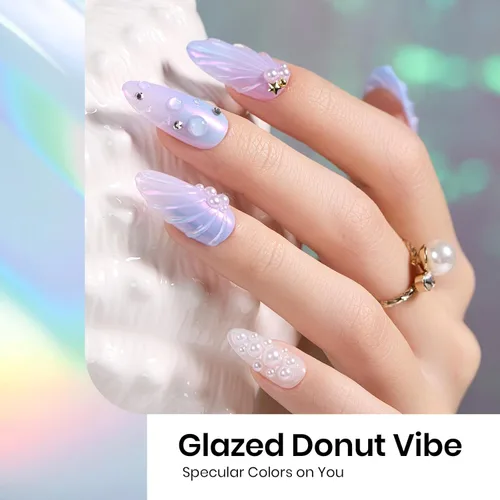 Miniatura 5 de Beetles - Polvo cromado para uñas, efecto espejo metálico, holográfico aurora, sirena perla, brillantina, polvo cromado para uñas de gel, manicura