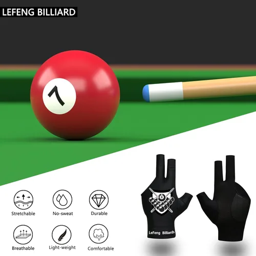 Miniatura 7 de LeFeng - Guantes de billar profesionales para billar, 3 dedos abiertos, para mano izquierda para hombres y mujeres