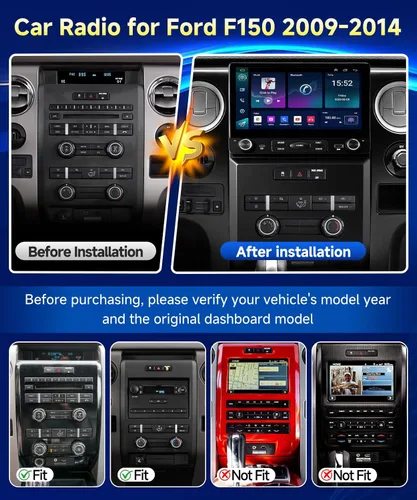 Miniatura 2 de VQU Estéreo de coche para Ford F150 2009 a 2012, actualización de radio de coche de 10.2 pulgadas para F-150 2010 2011 Manual A/C, Android 13