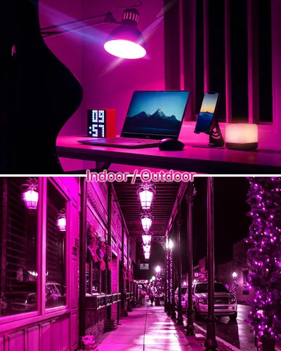 Miniatura 4 de ORALUCE Bombilla de porche rosa equivalente a 40 W, bombillas LED A15 para decoración e iluminación de fiestas de Halloween, Navidad, bombilla