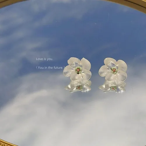 Miniatura 6 de 2 pares de aretes de resina de rosa transparente dulce para mujeres y niñas