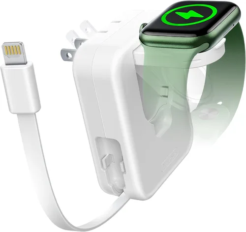 Miniatura 8 de Bloque de cargador para Apple Watch, cargador de pared 2 en 1 con cable de carga retráctil integrado, adaptador de corriente de enchufe plegable