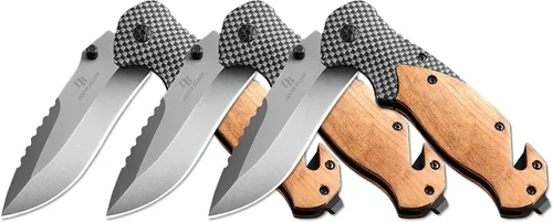 Miniatura 4 de Cuchillo plegable de bolsillo de 8.3 pulgadas con rompecristales, cortador de cinturón de seguridad y clip de bolsillo, cuchillo EDC con mango