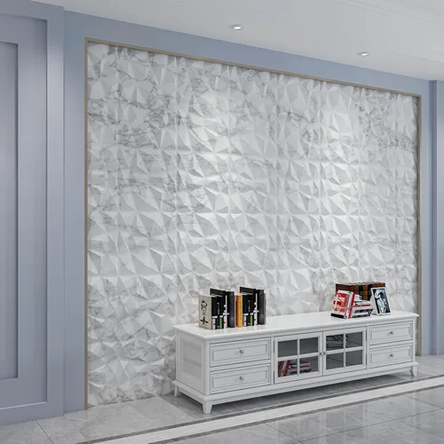 Miniatura 2 de Art3d Textures - Paneles de pared 3D con diseño de diamante de mármol blanco brillante para decoración de pared interior, paquete de 12 azulejos